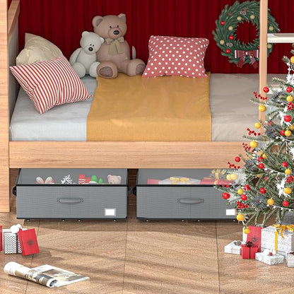 Under Bed Storage with Wheels, No Assemble Required 10 inches height Under Bed Storage bins,Large capacity Rolling Under bed Shoe Storage containers，dorm under bed storage drawers
