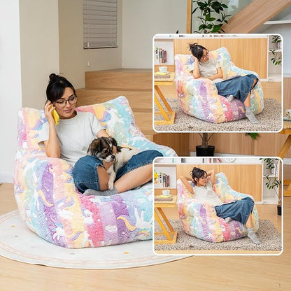 Recaceik Bean Bag Chair, Bean Bag Sofa Chair with Armrests Stuffed High-Density Foam, Lazy Sofa Comfy Chairs BeanBag Chair for Adults in Living Room,Bedroom Reading