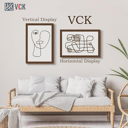 VCK 16x24 Picture Frame 3 Pack, Brown Wood Poster Frame with Exclusive Wood Grain, Wall Mounting Hanging
