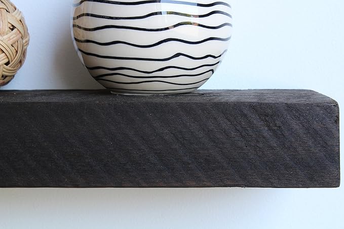 Urban Legacy Reclaimed Barnwood Planks | Floating Shelves for Wall w/Flush Mount Shelf Bracket Set Included | Set of 2 (Coffee Bean, 40"x 4.5"x 2")