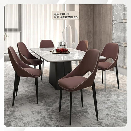 LeisureMod Amalfi Upholstered Fabric Dining Chair – Modern Side Chair with Iron Legs, Mid-Century Accent Chair for Dining Room or Kitchen