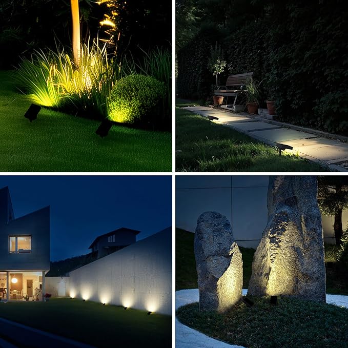 Solar Pathway Lights Outdoor, Dimmable Solar Spot Light IP65 Waterproof, 500LM 3000K Solars Outdoor Lighting for Walkway Landscape Lawn Yard