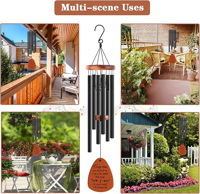 Sympathy Wind Chimes, Memorial Wind Chimes for Loss of Loved One, Sympathy/Memorial/Bereavement/Condolence Funeral Gifts in Memory of a Loved One Mother Father, 30" Wooden