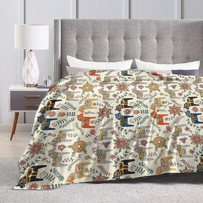 Swedish Dala Horses Throw Blanket Soft Fleece Blanket Men Women Gift for Kids Boys Girls for Party Couch Sofa Bed Deco Blankets 50x40