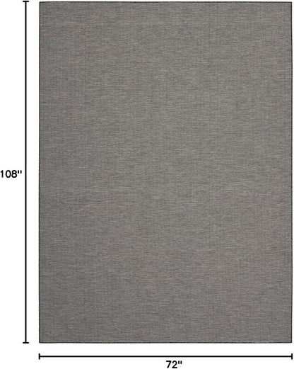 Nourison Positano Indoor-Outdoor Charcoal 6' x 9' Area Rug, Easy Cleaning, Non Shedding, Bed Room, Living Room, Dining Room, Backyard, Deck, Patio (6x9)