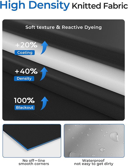 Sumobaby Blackout Curtains for Bedroom Portable 138”x59”Black Out Window Cover with Heat-Resistant Hook&Loop Tape,100%Blackout Shades,NoDrill Blinds for Windows DIY Cut Fit for Nursery&Dorm Room,Black