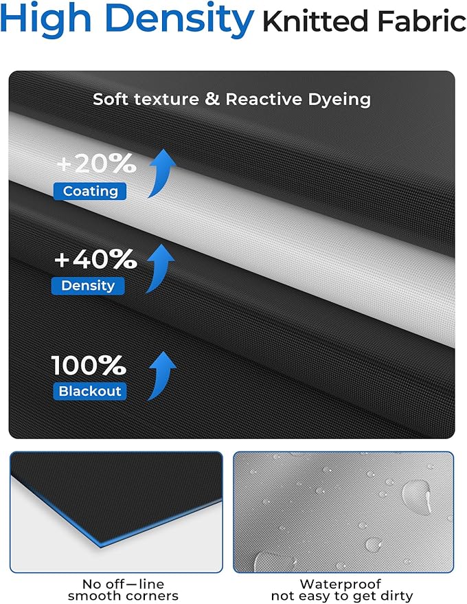 Sumobaby Blackout Curtains for Bedroom Portable 50"x57",No Drill Black Out Shades with Upgraded Hook&Loop Tapes,100% Blackout Window Cover,Easy to Cut Fit Blinds for Bedroom,Nursery(2 Panel,Black)