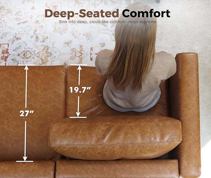 64.6" Faux Leather Loveseat Sleeper Sofa Bed with Storage Seat, Modern Modular Sectional Couch Deep Seat with Reversible Chaise 2-Seat Brown for Apartment, Living Room, Bedroom