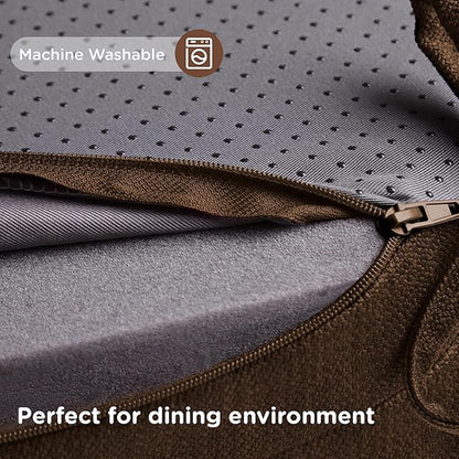 Codi 6 Pack Dining Chair Cushions, Thick Chairs Pads for Indoor Kitchen Room - Washable, Non-Slip Seat Cushion with Ties, 16.5"x16.5"x 3.5", Set of 6, Brown