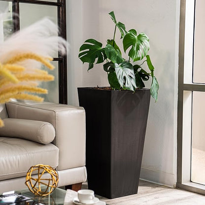 XBrand Modern 28-Inch Square Planter, Modern Tapered Planter Perfect for Indoor & Outdoor, Patio Décor, Set of 2