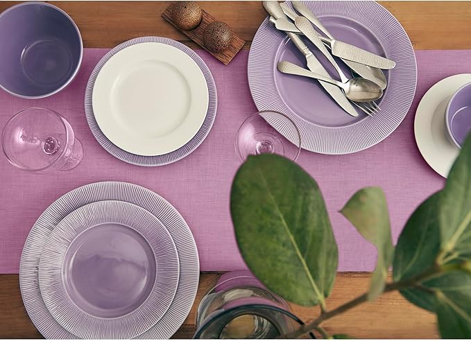 Solino Home Linen Violet Table Runner 108 Inches Long - 100% Pure Linen 14 x 108 Inch Table Runner for Dining, Halloween - Fete