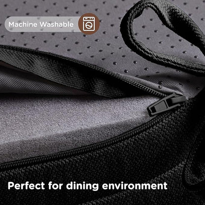 Codi Dining Chair Cushions 4 Pack, Thick Chairs Pads for Indoor Kitchen Room - Washable, Non-Slip Memory Foam Seat Cushion with Ties, 16.5"x16.5"x 3.5", Set of 4, Black