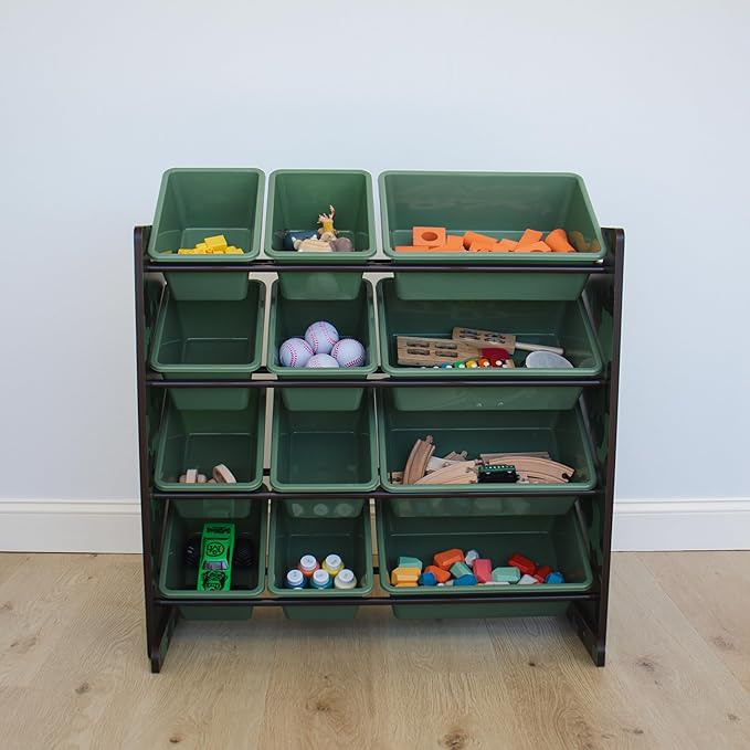 Humble Crew Kids Toy Storage Organizer with 12 Plastic Bins, Camo – Removable Bins for Playroom, Bedroom, Toddler Furniture for Boys and Girls Ages