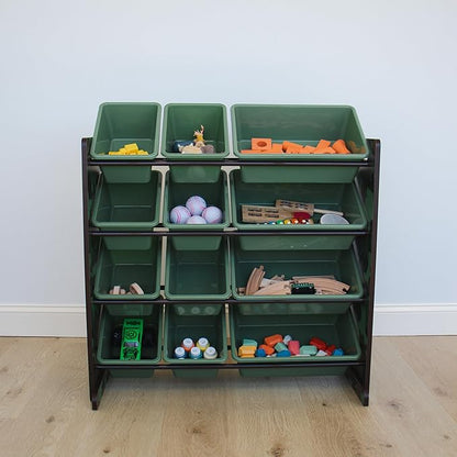 Humble Crew Kids Toy Storage Organizer with 12 Plastic Bins, Camo – Removable Bins for Playroom, Bedroom, Toddler Furniture for Boys and Girls Ages