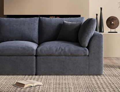 110 Inch Cloud Sectional Couches for Living Room, Convertible L Shaped Couch with Ottoman, 3 Seater Modular Sectional Sofa, Grey