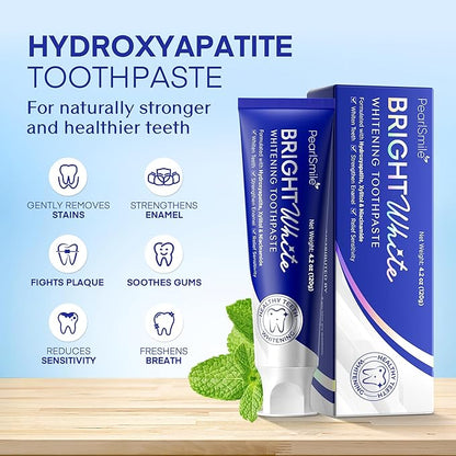 PearlSmile Hydroxyapatite Niacinamide Whitening Toothpaste – 5% Niacinamide + 10% Nano-Hydroxyapatite (nHAp) – Strengthens Enamel & Remineralizes – Fluoride-Free, 4.2oz (Pack of 1)