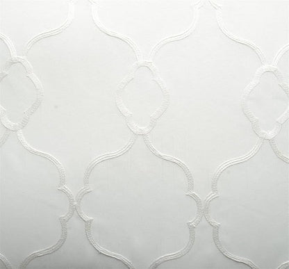 MIUCO Moroccan Embroidery Semi Sheer Curtains Faux Linen Grommet Curtains for Bedroom 52 x 63 Inch 2 Panels, Off White