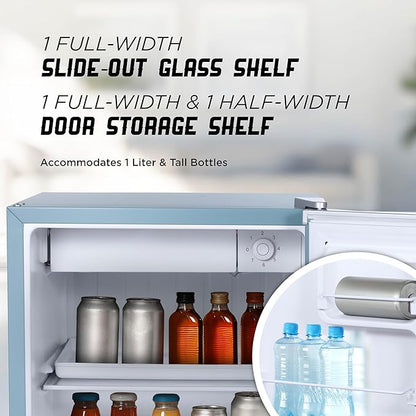 IBCR17SLT Compact, Energy Star Certified Small, Single Door Mini Fridge with Freezer Refrigerator, Standard (1.7 cu ft), Slate Blue
