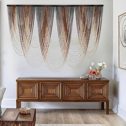 IOWER Macrame Wall Hanging Brown Dip-Dyed Large Macrame Wall Decor For Living Room Boho Fiber Art for Office Decoration 57" W x 41" L