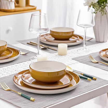GBHOME Ceramic Dinnerware Sets, 18 Pieces Stoneware Dinnerware Set, Plates and Bowls Sets, Dishwasher & Microwave Safe,Dishes Set | Service for 6