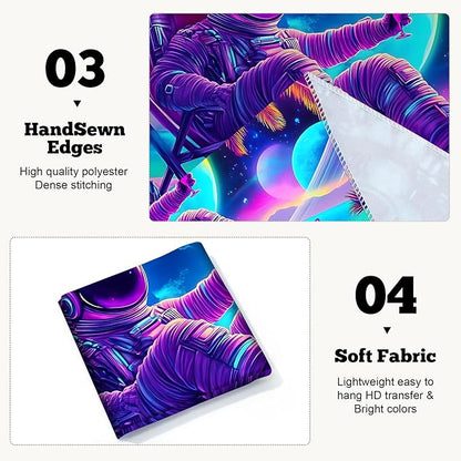 BVBOX Astronaut Space Blacklight Tapestry 79"x59", UV Reactive Astronaut Beach Lounge Chair Vacation Universe Planet Glow in Dark Tapestries, Black Light Neon Upright Poster Wall Hanging Backdrop Decor for Bedroom Living Room