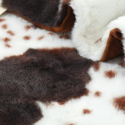 RYNGHIPY Lightweight Soft Cow Print Throw Blanket - Warm Coffee Throw for Baby Kids Girls Boys Adults (51''x63'')