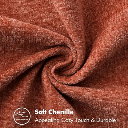 MIULEE Pack of 2 Fall Couch Throw Pillow Covers 20x20 Inch Burnt Orange Farmhouse Decorative Pillow Covers with Stitched Edge Soft Chenille Solid Dyed Pillow Covers for Sofa Bed Living Room