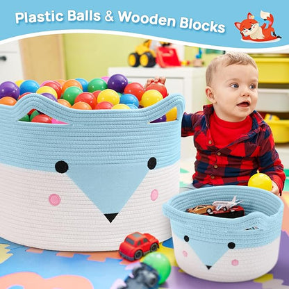 Large Baby Basket Toy Storage 3 Pack, (20"x13.8") Woven Baby Laundry Basket Blanket Basket, Stuffed Animal Storage, Baby Gift Basket Empty, Toy Basket for Kids, Dog, Cat.