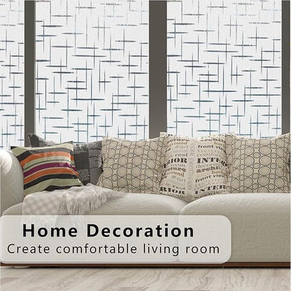 Finnez Frosted Window Film Non-Adhesive, Frosting Privacy Film for Glass Windows, Self Static-Cling Decorative Window Cling for Home Office UV Protection Cross Pattern, 23.6 x 157.4 inches