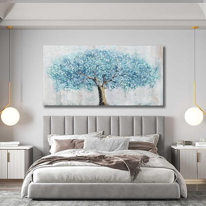Yuaxker Tree Wall Art Blue and Gold Canvas Painting Modern Aesthetic Wall Decor Spiritual Artwork for Living Room Bedroom Dining Room Office Home Decor 20x40inch