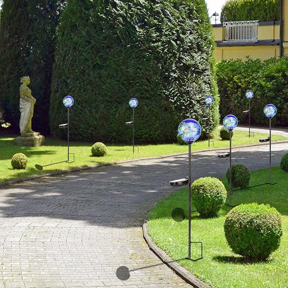 Solar Lights Outdoor Decorative Solar Outdoor Decorative Glass Ball Stakes Waterproof Garden Stake Glass LED Garden Globe Lights for Pathway Yard Lawn Decoration Blue