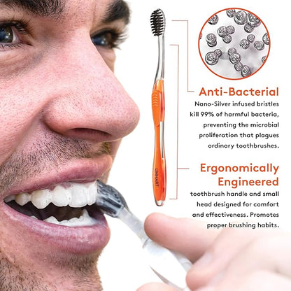 LINHART Extra Soft Toothbrush – Teeth Whitening Toothbrush with Multi Length Bristles, 4 Pack