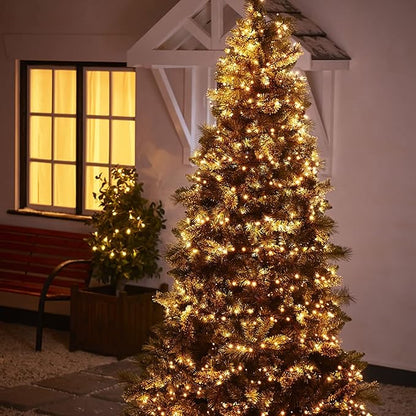 Dazzle Bright Warm White Christmas String Lights, 82ft 1000 LED Waterproof Green Wire Fairy Lights with 8 Modes, Outdoor Lights for Xmas Tree Holiday Wedding Party Christmas Decorations