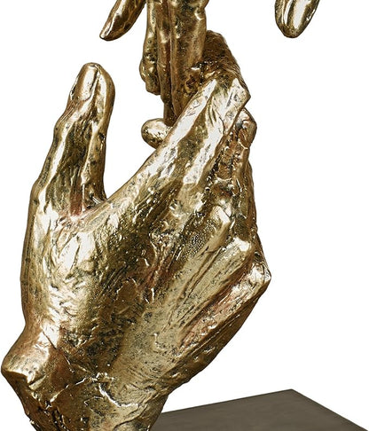 Touch of Class Loving Hands Table Sculpture - Gold - Made of Resin - Contemporary Art Statue - Sign of Love Decor - Modern Hand Statues and Sculptures for Home Desk, Living Room - 11.5 Inches High