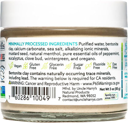 Uncle Harry's Peppermint Remineralizing Toothpaste | Natural Whitening Tooth Paste Freshens Breath & Promotes Enamel | Vegan Fluoride Free Toothpaste