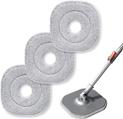 9 Inch Square Microfiber Mop Pad Refill Compatible with True & Tidy Mop System and Most 9 Inch Square Spin Mops - Thickened Washable & Reusable Mop Replacement Pad for Wet Dry Mopping(3 Pack)