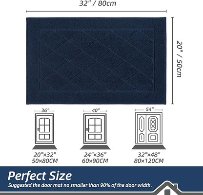 BEQHAUSE Dirt Trapper Door Mat 20" x 32", Doormat Non-Slip Entryway Rugs Washable, Dog Door Mat Stain Resistant and Absorbent Welcome Floor Mat for Front Back Door, Muddy Wet Shoes & Paws, Navy Blue