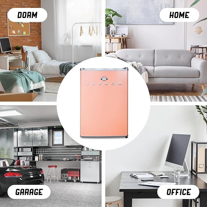 IBCR25BLS Compact, Energy Star Certified Small, Single Door Mini Fridge with Freezer Refrigerator, Large (2.5 cu ft), Blush Red