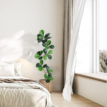GarveeHome Fiddle Leaf Fig Artificial Tree with White Planter,5ft Faux Plants Indoor with Moss, Fake Rubber Tall Fake Floor Plant in Pot - Artificial Trees for Home Office Living Room Decor