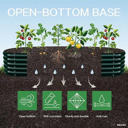 Gardmax Galvanized Raised Garden Bed, Lightweight Planter Boxes Outdoor with Easy Assembly, Large Garden Bed for Vegetables, Fruits, Flower Dark Green 8FT