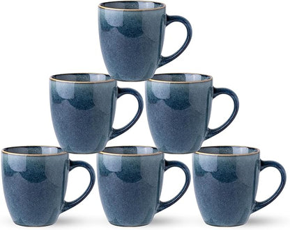 GBHOME Ceramic Coffee Mugs Set of 6, 12oz Stoneware Coffee Mugs Set For Dad Mom Women MEN, Light Weight Ceramic Coffee Cups for Latte/Tea/Beer/Hot Cocoa, Dishwasher & Microwave Safe