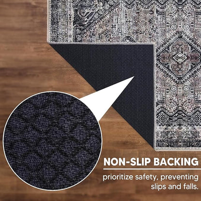 Keen Home Design 3x5 Rug - Machine Washable Entry Rug with Non-Slip Backing, Ideal for Enteryway, Kitchen, Bathroom, Laundry Room - Vintage, Easy Clean, Durable, Low Pile Rug - (3' x 5')