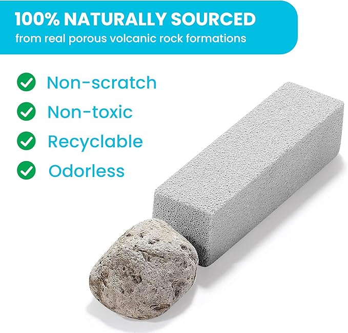 Pumice Stone Toilet Bowl Cleaner | Toilet Pumice Stone with Extra Long Handle | Scouring Stick for Toilet Cleaning, Stain Removal on Toilets, Grills, Tiles, Grout & Pools | 4 Pack