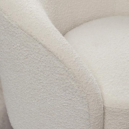 KINWELL 34" W Swivel Barrel Chair Set of 2, Mid Century Modern Round Upholstered Boucle Swivel Accent Chairs, No Assembly Sofa Chair for Living Room Bedroom Reading, Cream