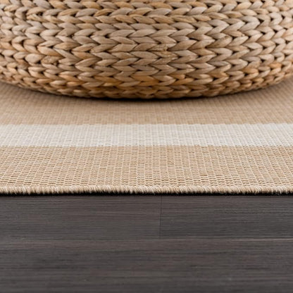 CAMILSON Outdoor Rug 9x12, Large Modern Outside Rugs for Patios Porches Waterproof Durable Washable Non-Shedding, Easy-to-Clean Indoor Outdoor Area Carpet (9 x 12, Bordered - Beige/White)