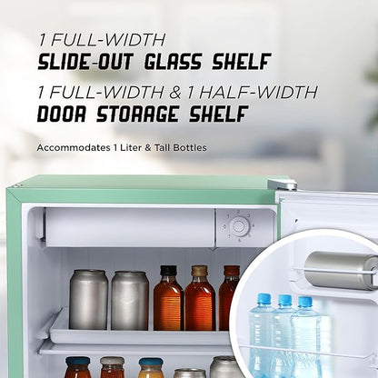 IBCR17MNT Compact, Energy Star Certified Small, Single Door Mini Fridge with Freezer Refrigerator, Standard (1.7 cu ft), Mint Green