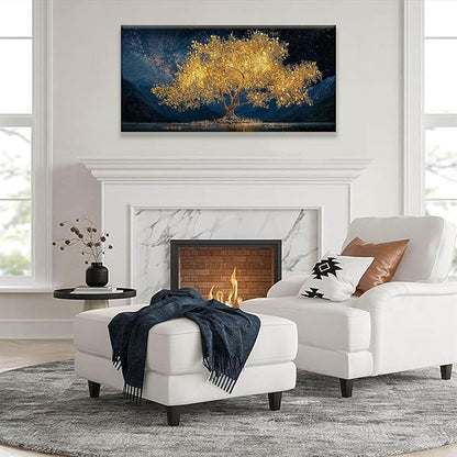Tsomzxng Modern Canvas Wall Art Decor Print Paintings Gold Tree Of Life Landscape Painting Prints Abstract Wall Decor Picture For Bedroom Office Home Kitchen Artwork Ready To Hang 20"×40"