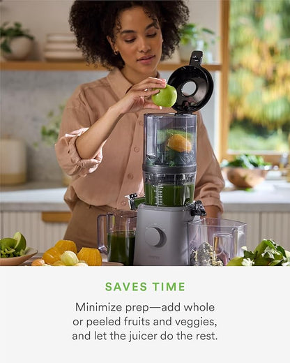 Nama J2 Cold Press Juicer – Self Feeding for Hands-Free Operation with Wide Mouth Hopper for Whole Recipe Loading, Zero Waste Masticating Juicer For More Juice, Less Pulp – Easy Cleanup & Assembly