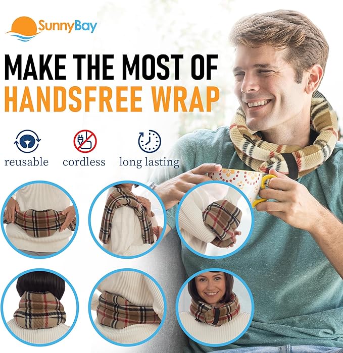 SunnyBay Microwave Heating Pad, Microwavable Heated Neck and Shoulder Wrap, Moist and Weighted Hands-Free Beanbag Pack with Wide Neck Coverage, 2.5 lbs, 26 Inches Long-Length, Made in USA, London