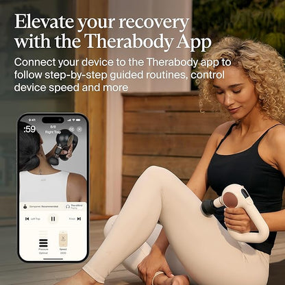 TheraGun Therabody Sense Percussion Massage Gun - Deep Tissue Personal Massager with Preloaded Routines for Stress Relief, Pain Relief & Muscle Soreness in Neck, Back, Leg, Knee, and Shoulder (White)